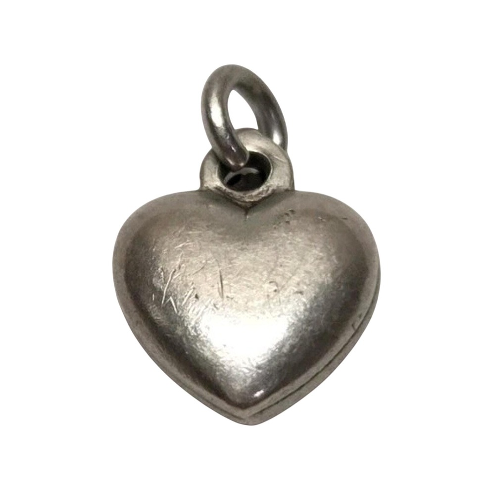 Unbranded Heart Charm Pendant Unisex OS Silver Sterling Puffy Minimalist Y2K
